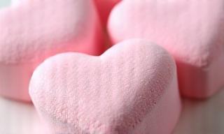 Image of heart-shaped bath bombs made by student Minjun P.